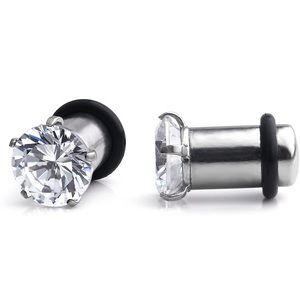 💎NWT - 0G Stainless Steel & CZ Bling Plug Gauges💎